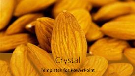  Presentation with almonds - Slides consisting of fresh almonds arranged on the white background background and a gold colored foreground