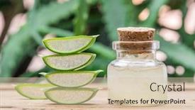  Presentation with cosmetic - Colorful slide set enhanced with fresh-aloe-leaves-and-aloe backdrop and a lemonade colored foreground