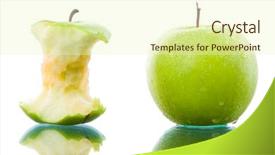  Presentation with green apple - Theme having fresh and bitten green apple background and a soft green colored foreground