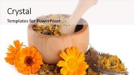  Presentation with calendula - Slide deck having fresh and dried calendula flowers background and a sky blue colored foreground