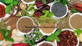  Presentation with herb - Colorful presentation theme enhanced with fresh-and-dried-spices backdrop and a coral colored foreground