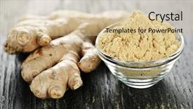  Presentation with root plant - PPT theme with fresh and ground ginger root background and a soft green colored foreground