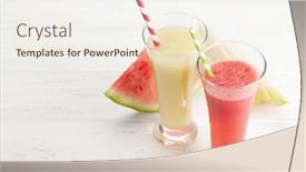  Presentation with melon - Cool new PPT layouts with fresh-and-juicy-watermelon backdrop and a sky blue colored foreground