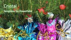  Presentation with confetti - PPT theme with glass sphere plant - tiny fresh and natural christmas background and a tawny brown colored foreground