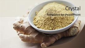  Presentation with lemongrass herb plant fresh leaves - Presentation design enhanced with fresh and raw ginger - herbs background and a  colored foreground