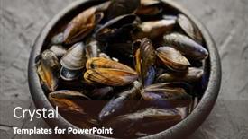  Presentation with black ceramic - Beautiful presentation design featuring fresh-and-raw-sea-mussels backdrop and a wine colored foreground