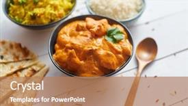  Presentation with indian traditional - Presentation design consisting of fresh and tasty butter chicken background and a coral colored foreground