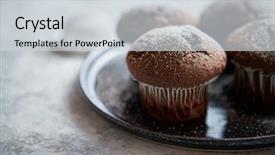  Presentation with muffins - Colorful theme enhanced with fresh and tasty chocolate muffins backdrop and a sky blue colored foreground