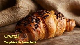  Presentation with croissant - Cool new presentation theme with fresh and tasty croissant with chocolate on wooden background backdrop and a tawny brown colored foreground
