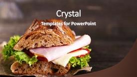  Presentation with fresh fruits vegetables groceries paper - Audience pleasing PPT theme consisting of fresh and tasty sandwich backdrop and a tawny brown colored foreground