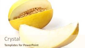  Presentation with melon - Beautiful presentation theme featuring fresh-appetizing-melon backdrop and a cream colored foreground