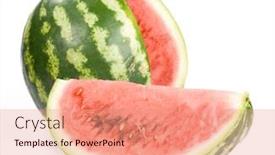  Presentation with melon - Presentation theme featuring fresh-appetizing-water-melon background and a coral colored foreground