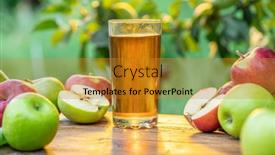  Presentation with summer sun - Slide set with fresh-apple-juice-and-organic background and a gold colored foreground