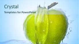  Presentation with fresh water - Beautiful PPT theme featuring fresh apple jumping into water with a splash backdrop and a sky blue colored foreground
