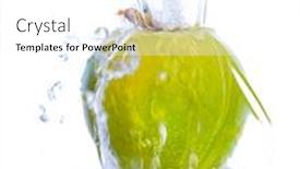  Presentation with fresh water - Presentation theme with fresh apple jumping into water with a splash background and a white colored foreground