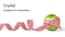  Presentation with fresh water splash green apple isolated white - PPT theme featuring fresh apple with measuring tape background and a white colored foreground