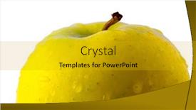  Presentation with fresh water - Presentation featuring fresh apple with water drops isolated on white background background and a gold colored foreground