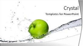  Presentation with fresh water - Audience pleasing theme consisting of fresh apple with water splashing backdrop and a white colored foreground