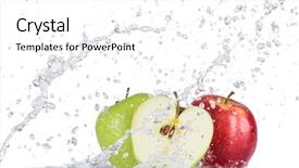  Presentation with pure splash water - Theme featuring fresh apples with water splash background and a white colored foreground