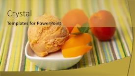  Presentation with apricot - Colorful slide set enhanced with fresh-apricot-ice-cream-scoop backdrop and a yellow colored foreground