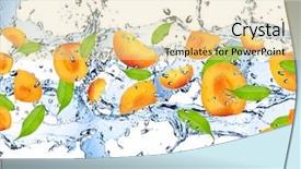  Presentation with fresh water - PPT theme with fresh apricots falling in water splash isolated on white background background and a blonde colored foreground
