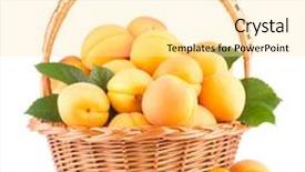  Presentation with fresh water splash green apple isolated white - Slide deck having fresh apricots in a basket background and a blonde colored foreground
