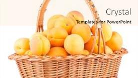  Presentation with fresh water splash green apple isolated white - Theme featuring fresh-apricots-in-a-basket background and a blonde colored foreground