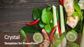  Presentation with spicy food - PPT theme featuring fresh asian herb and spicy background and a tawny brown colored foreground