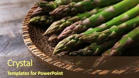  Presentation with asparagus - Slides with fresh asparagus on wooden table background and a tawny brown colored foreground