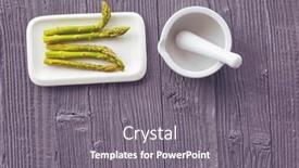  Presentation with mortar - PPT layouts with fresh-asparagus-served-on-white background and a gray colored foreground