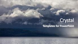  Presentation with storm clouds - Colorful PPT theme enhanced with dramatic storm clouds above oceanic backdrop and a ocean colored foreground