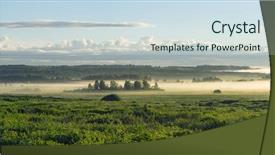  Presentation with dawn - Slide deck with land fild - summer rural landscape background and a sky blue colored foreground