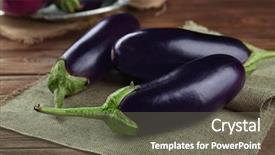  Presentation with napkin - Theme consisting of fresh aubergines on napkin close background and a gray colored foreground