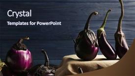  Presentation with wooden - Cool new presentation theme with fresh aubergines on wooden background backdrop and a wine colored foreground