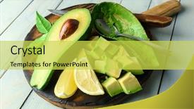  Presentation with healthy eating food photography - Audience pleasing presentation design consisting of fresh avocado fruit backdrop and a yellow colored foreground