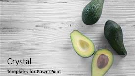  Presentation with avocado - Beautiful theme featuring fresh avocado on wooden background backdrop and a light gray colored foreground