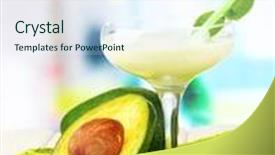  Presentation with fresh avocado - Audience pleasing slide set consisting of fresh avocado smoothie on bright background backdrop and a sky blue colored foreground