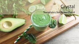  Presentation with avocado and banana smoothie - Beautiful PPT theme featuring fresh avocado smoothie on wooden backdrop and a lemonade colored foreground