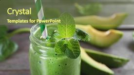  Presentation with fresh avocado - PPT theme having fresh avocado smoothie with slices on wooden background background and a tawny brown colored foreground