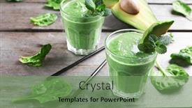  Presentation with smoothies - PPT theme having fresh avocado smoothies on wooden background background and a seafoam green colored foreground