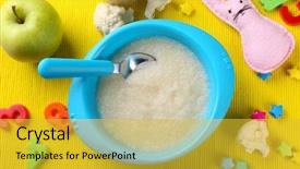  Presentation with baby food - Presentation featuring fresh baby food in bowl background and a yellow colored foreground