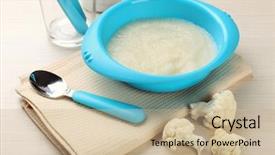  Presentation with baby food - Colorful PPT theme enhanced with fresh baby food in bowl backdrop and a soft green colored foreground