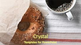  Presentation with bagel - Amazing PPT theme having fresh bagel and hot cup backdrop and a tawny brown colored foreground