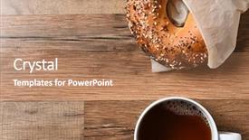  Presentation with bagel - Presentation theme with fresh bagel and hot cup background and a coral colored foreground