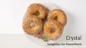  Presentation with seeds - Amazing slide deck having fresh bagels topped with seeds on white plate backdrop and a soft green colored foreground