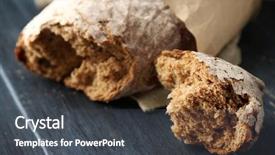  Presentation with wooden - Cool new presentation theme with delicious home made whole wheat - fresh baguette on wooden table backdrop and a dark gray colored foreground