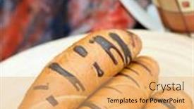  Presentation with tea croissant - Amazing PPT theme having fresh-baked a chocolate croissant and cup of tea backdrop and a yellow colored foreground