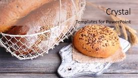  Presentation with gluten free bread on wooden - Beautiful slides featuring woman with cancer is sitting next to her daughter on a white sofa they are looking at something on a gray tablet they are in the clinic a woman and a girl are smiling backdrop and a light gray colored foreground