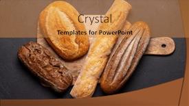  Presentation with cutting board - Theme having fresh-baked-bread-on-cutting background and a gold colored foreground