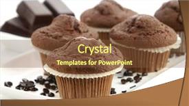  Presentation with muffins - Cool new presentation theme with fresh baked chocolate muffins backdrop and a tawny brown colored foreground